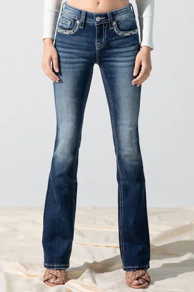 Miss Me Boundless Border Bootcut Jeans In Medium Wash