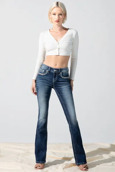 Miss Me Boundless Border Bootcut Jeans In Medium Wash