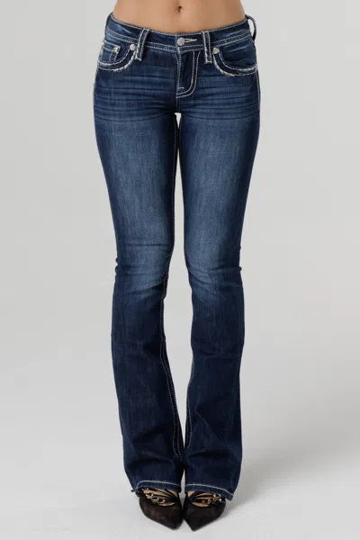 Miss Me Classic Saddle Stitch Bootcut Jeans In Dark Wash