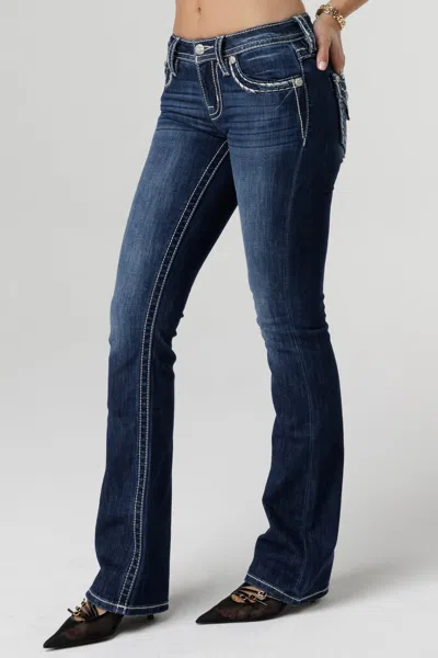 Miss Me Classic Saddle Stitch Bootcut Jeans In Dark Wash