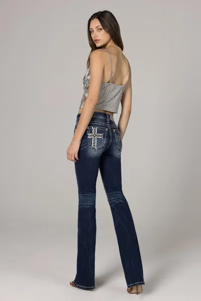 Miss Me Cross Gift Bootcut Jeans In Med/dark Wash