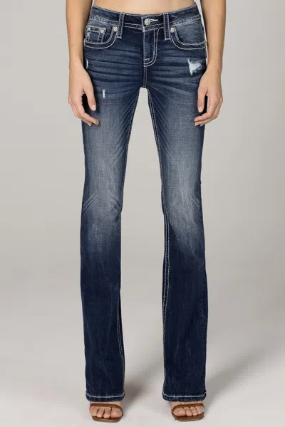 Miss Me Cross Gift Bootcut Jeans In Med/dark Wash