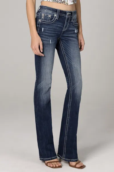 Miss Me Cross Gift Bootcut Jeans In Med/dark Wash