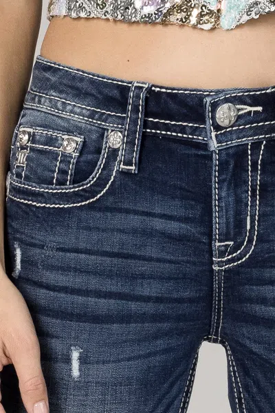 Miss Me Cross Gift Bootcut Jeans In Med/dark Wash