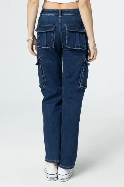 Miss Me Denim Cargo Jeans In Med/dark Wash