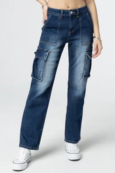 Miss Me Denim Cargo Jeans In Med/dark Wash