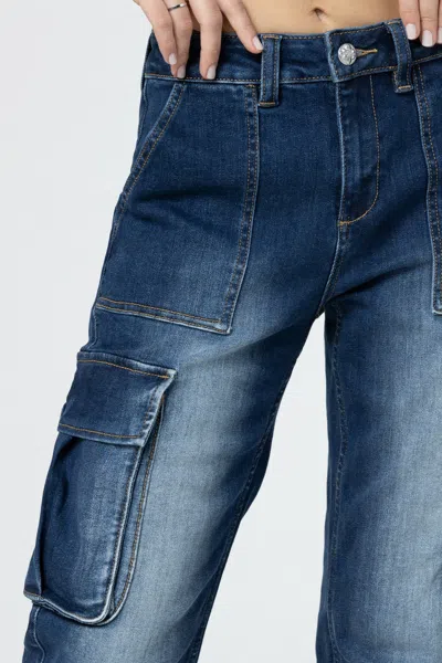 Miss Me Denim Cargo Jeans In Med/dark Wash