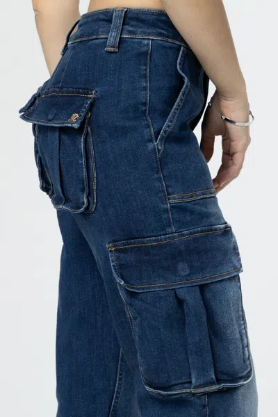 Miss Me Denim Cargo Jeans In Med/dark Wash