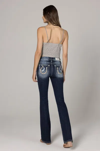 Miss Me Double Horseshoe Bootcut Jeans In Dark Wash