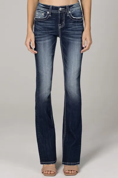 Miss Me Double Horseshoe Bootcut Jeans In Dark Wash