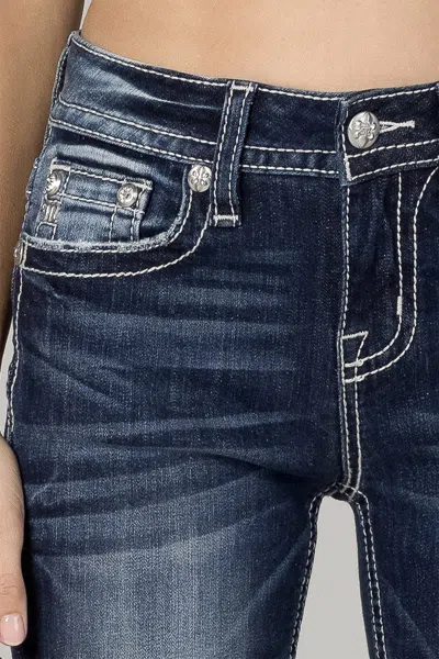 Miss Me Double Horseshoe Bootcut Jeans In Dark Wash