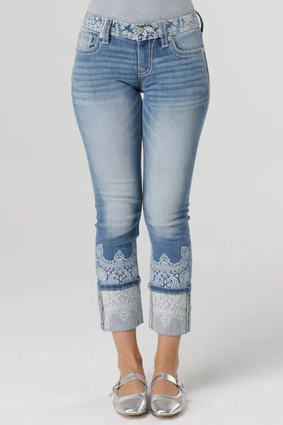 Miss Me Evermore Cropped Straight Jeans In Light Wash