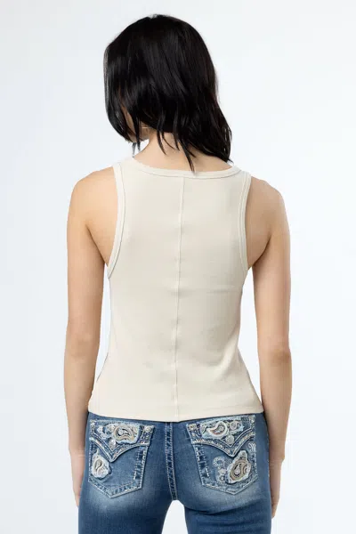 Miss Me Everyday Seam Scoop Tank In Beige