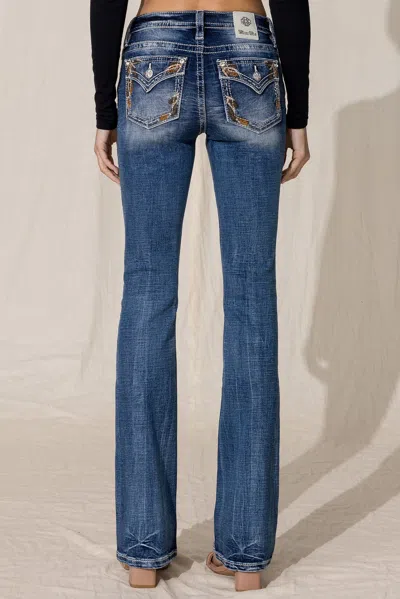 Miss Me Falling Leaves Bootcut Jeans In Medium Wash