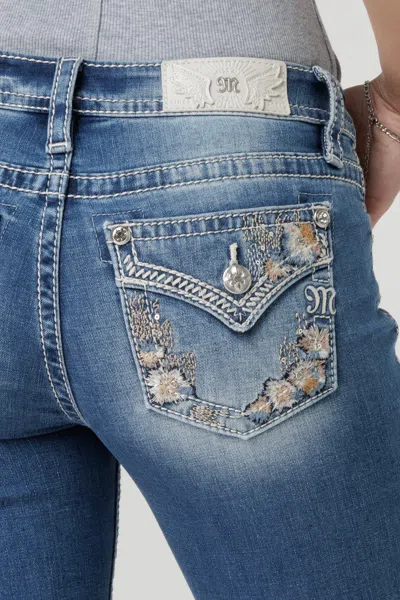 Miss Me Featherington Floral Bootcut Jeans In Medium Wash