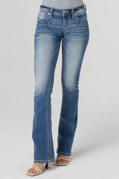 Miss Me Featherington Floral Bootcut Jeans In Medium Wash