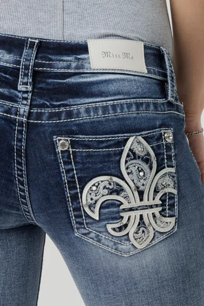Miss Me Fleur De Paisley Skinny Jeans In Med/dark Wash