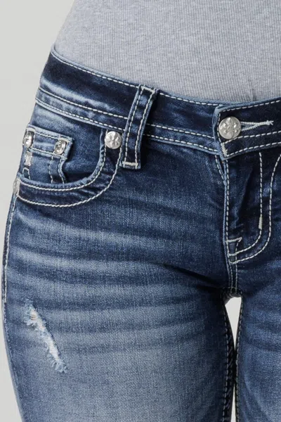 Miss Me Fleur De Paisley Skinny Jeans In Med/dark Wash