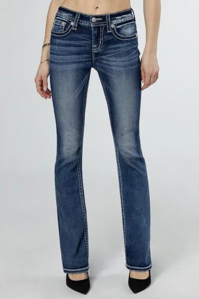 Miss Me Fleur Glass Bootcut Jeans In Med/dark Wash