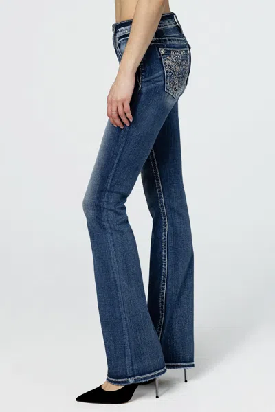 Miss Me Fleur Glass Bootcut Jeans In Med/dark Wash