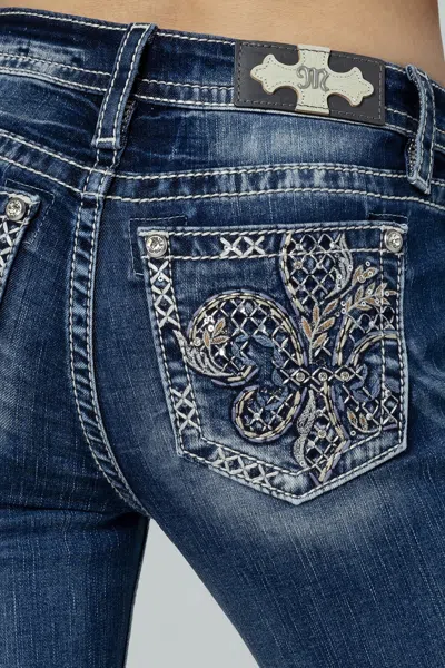Miss Me Fleur Glass Bootcut Jeans In Med/dark Wash