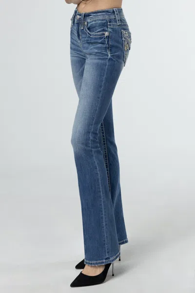 Miss Me Floral Bloom Bootcut Jeans In Light Wash