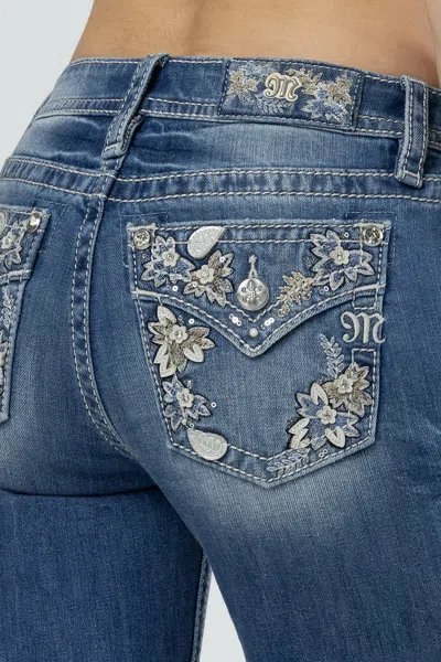 Miss Me Floral Bloom Bootcut Jeans In Light Wash