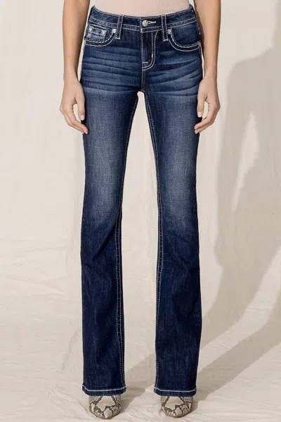 Miss Me Floral Paradise Bootcut Jeans In Med/dark Wash