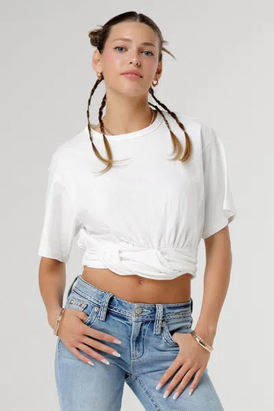 Miss Me Gathered Boxy Tee In Black