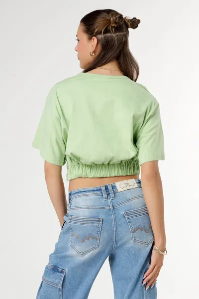 Miss Me Gathered Boxy Tee In Black