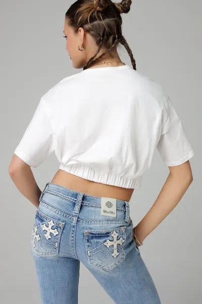 Miss Me Gathered Boxy Tee In Black