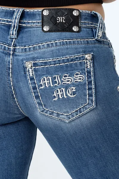 Miss Me Gothic Pocket Bootcut Jeans In Med/dark Wash