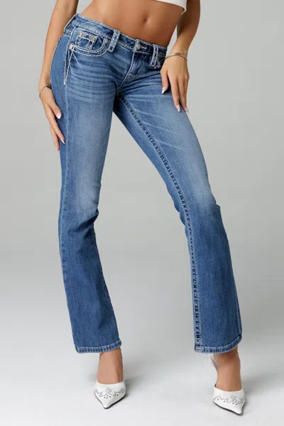 Miss Me Gothic Pocket Bootcut Jeans In Med/dark Wash