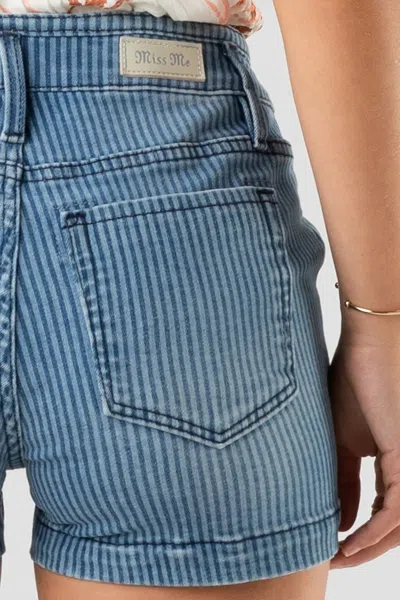 Miss Me High Rise Printed Shorts In Blue