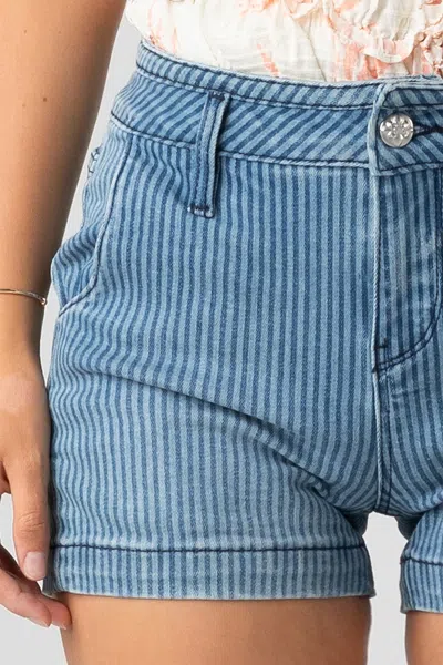 Miss Me High Rise Printed Shorts In Blue