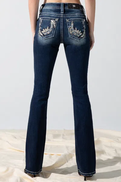 Shop Miss Me Horseshoe Effect Bootcut Jeans In Dark Wash