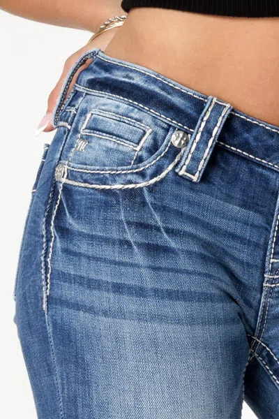 Miss Me Leather Shadow Wings Skinny Jeans In Med/dark Wash