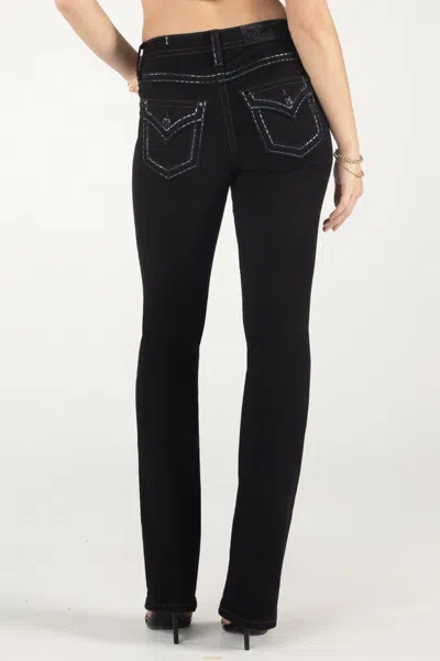 Miss Me Metallic Classic Black Bootcut Jeans In Black