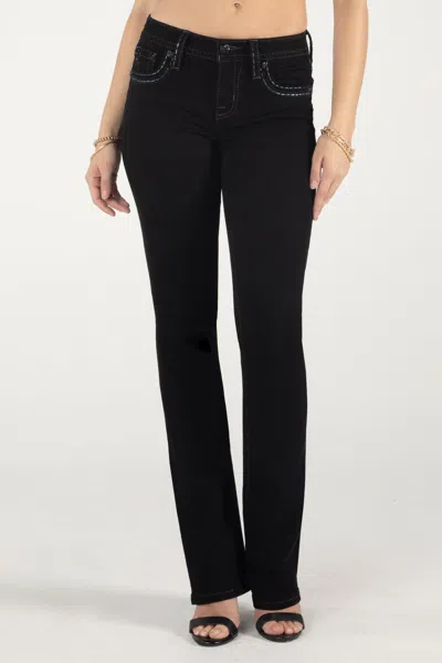 Miss Me Metallic Classic Black Bootcut Jeans In Black