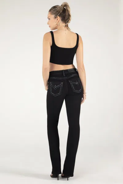 Miss Me Metallic Classic Black Bootcut Jeans In Black