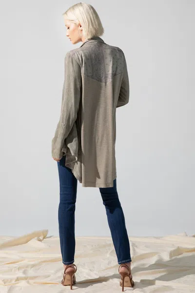 Miss Me Open Drape Cardigan In Green