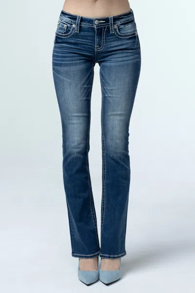 Miss Me Paisley Peekaboo Bootcut Jeans In Medium Wash