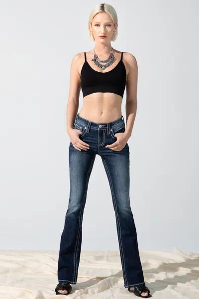 Miss Me Paisley On Me Bootcut Jeans In Med/dark Wash