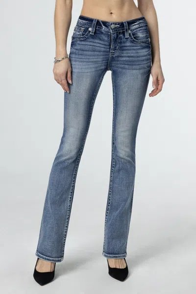 Miss Me Pop Wing Bootcut Jeans In Medium Wash