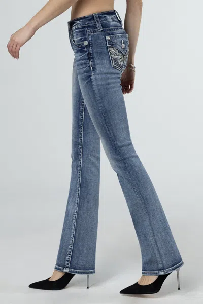 Miss Me Pop Wing Bootcut Jeans In Medium Wash