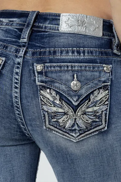 Miss Me Pop Wing Bootcut Jeans In Medium Wash