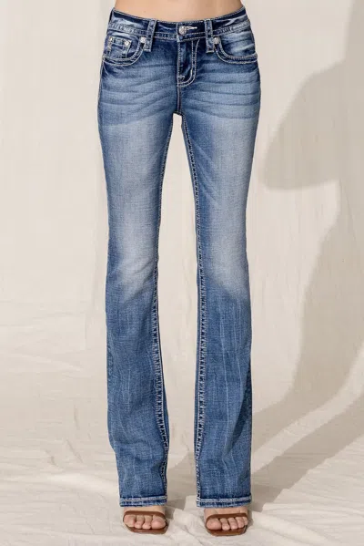 Miss Me Rebel With A Cross Bootcut Jeans In Medium Wash