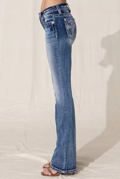 Miss Me Rebel With A Cross Bootcut Jeans In Medium Wash