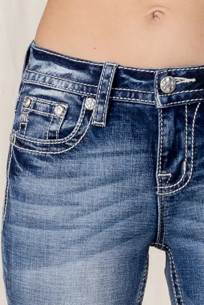 Miss Me Rebel With A Cross Bootcut Jeans In Medium Wash