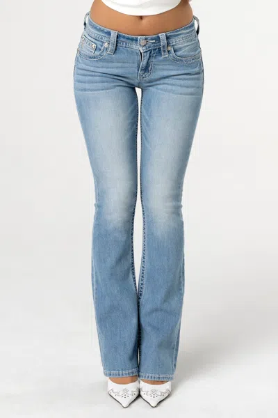 Miss Me Rebel With A Cross Bootcut Jeans In Light Wash